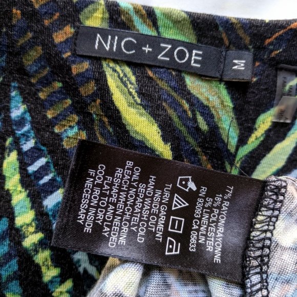 NIC+Zoe Modern Linen Jungle Green Wrap Top M - Picture 4 of 8